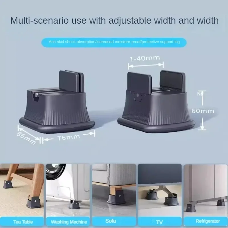 4PCS Adjustable Furniture Leg Pads Heavy Duty Square Round with Screw Clamp Sofa Table Chair Fixed Non-Slip Heightening Leg Mat image 5