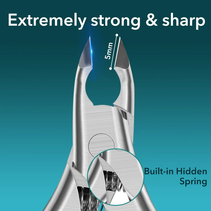 Pinzas para cutículas profesionales, cortaúñas profesionales de media mandíbula de 5mm, cortadores de cutículas de precisión, herramienta de manicura Premium
