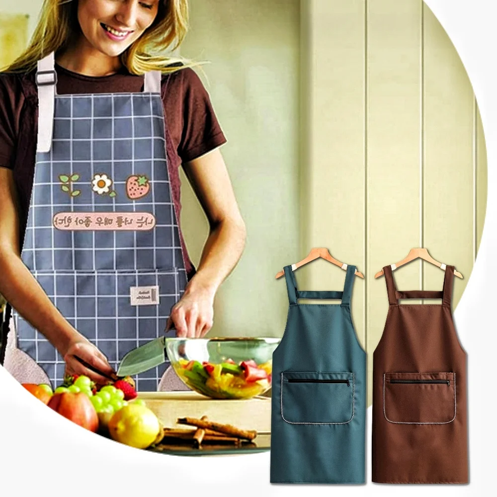 1 pc einfarbige Schürze wasserdicht und öl beständig Küche Frauen Schürze Restaurant Arbeits kleidung, eine Größe passt alle