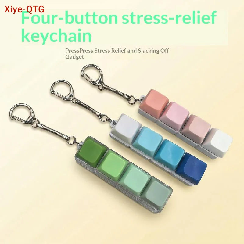 Hot! 4 Keys Finger Button Mechanical Keyboard Keycaps Colorful Keychain Fidget Toys Press Keyboard Games Key Toy