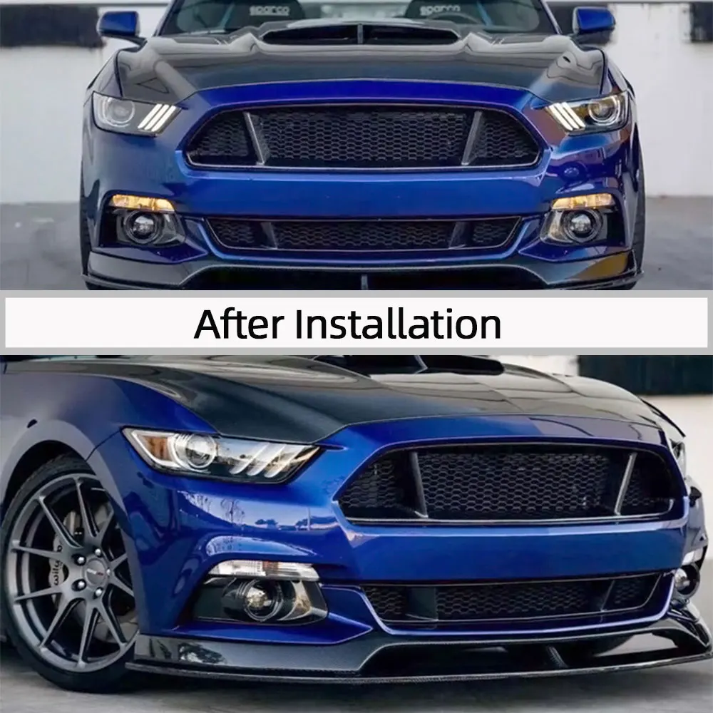 Carbon Fiber Car Front Bumper Mesh Grille Grills for Ford Mustang 2015 2016 2017 Intake Mesh Racing Grille Grill Frame Cover