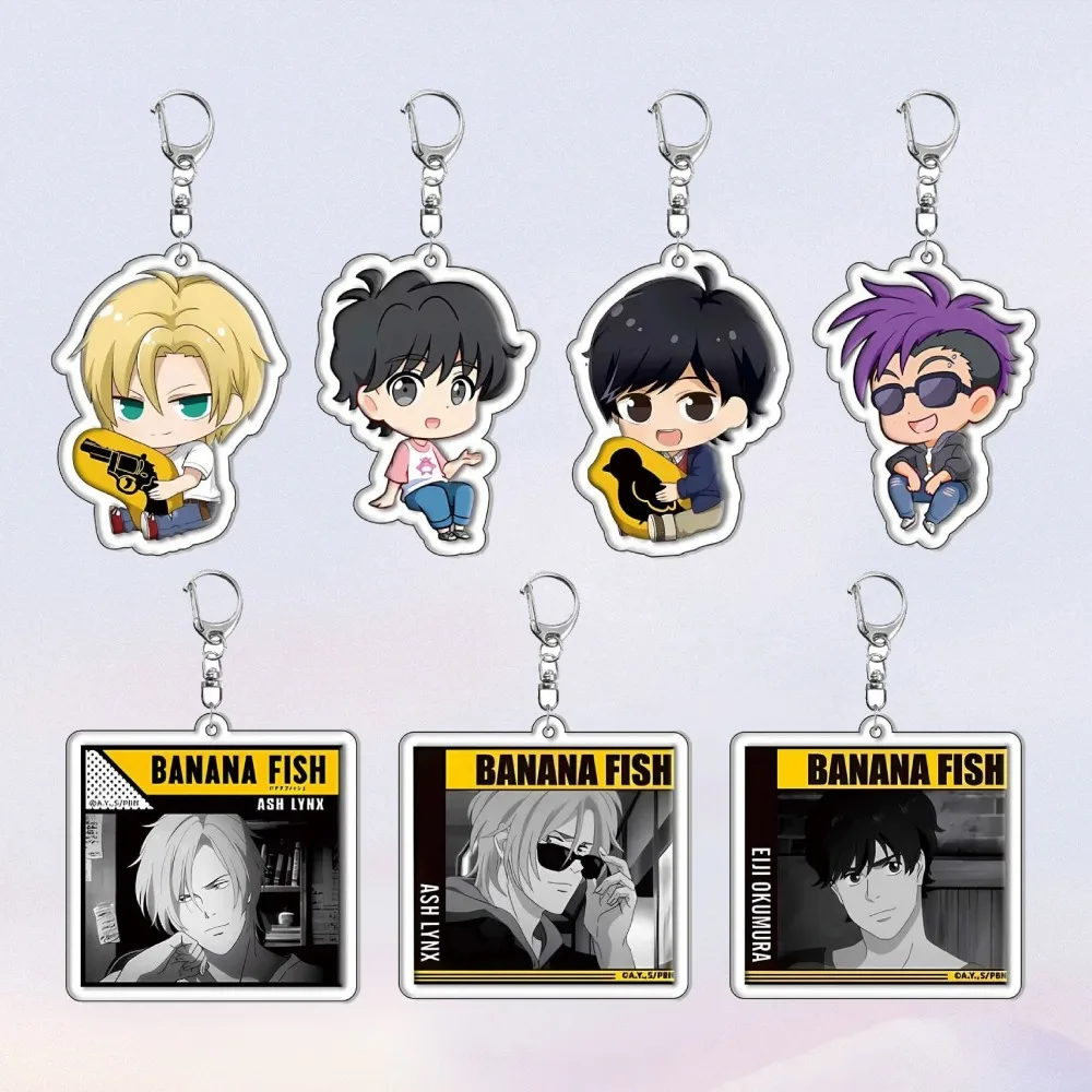 

Diy Anime BANANA FISH Figure Acrylic Keychain Fashion Trend Q Version Cartoons Backpack Pendant Jewelry Creative Holiday Gifts