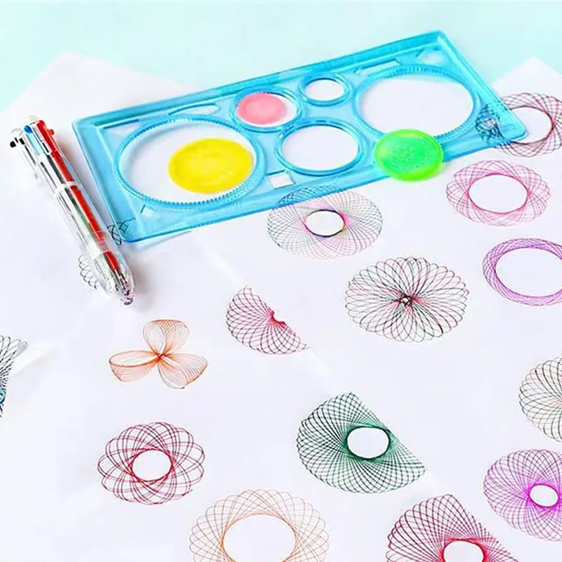 

Линейка-спирограф, 1 шт., волшебный шаблон для рисования, многофункциональный трафарет для рисования овальных и геометрических фигур, многофункциональные канцелярские принадлежности TMZ