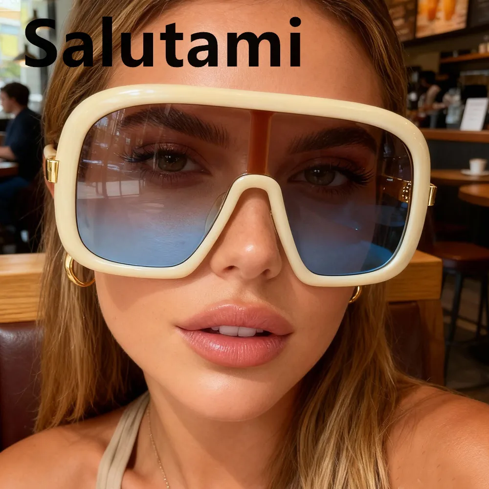 Mode One Piece Shield Sonnenbrille für Frauen Vintage Big Frame Maske Gradient Sonnenbrille Damen Outdoor Driving Shades Uv400 – Detail 2