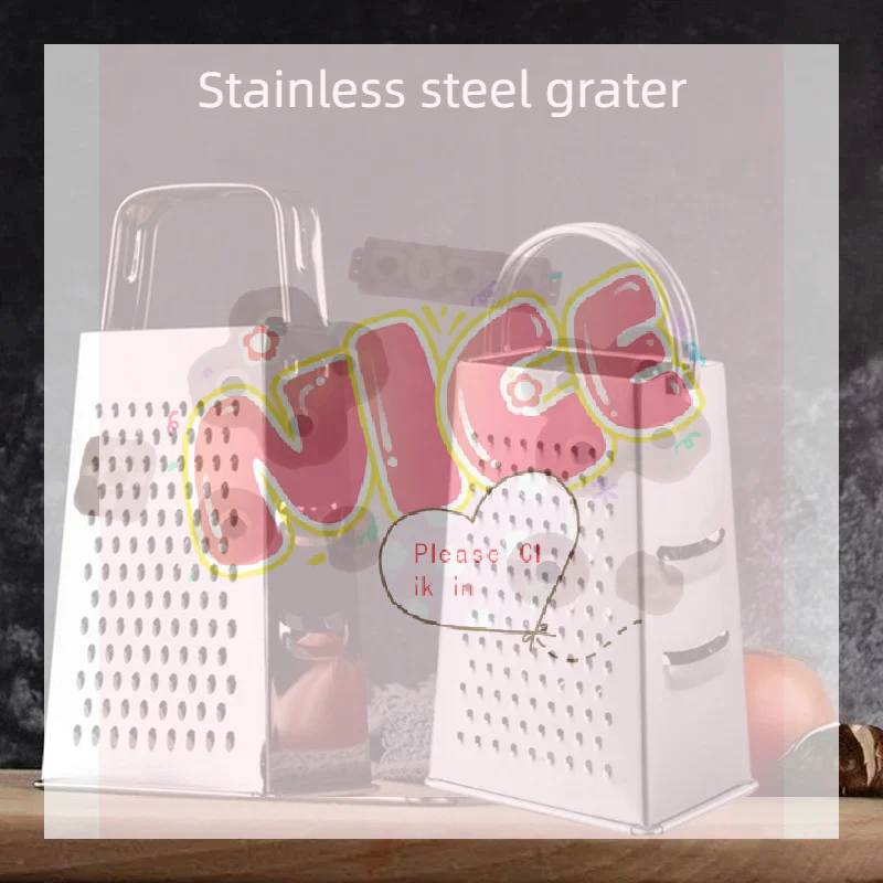 【BA】Stainless Steel Grater Multi-functional Thickened Stainless Steel Vegetable Slicer Four-sided Potato Slicer With Hand Guard