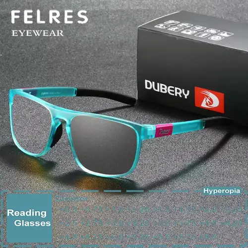 Imagen 1 del producto Gafas de lectura fotocromáticas cuadradas para hombre, gafas para presbicia, lentes transparentes, gafas ópticas, gafas graduadas con dioptrías personalizadas