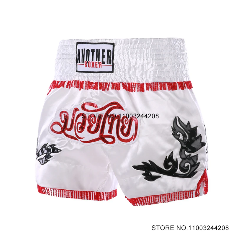 Muay Thai Shorts with Tassels Boxing Shorts Men Women Child Cage Fight Grappling Kickboxing Pants Martial Arts MMA Training Gear