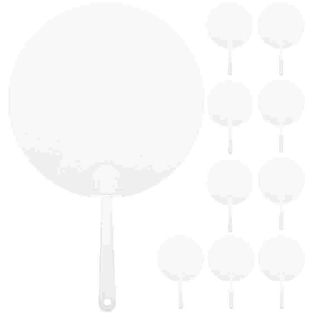 10 Pcs Round Hand Fan Blank Fans Clear Painting Ornaments Kids Pvc Graffiti Child Held