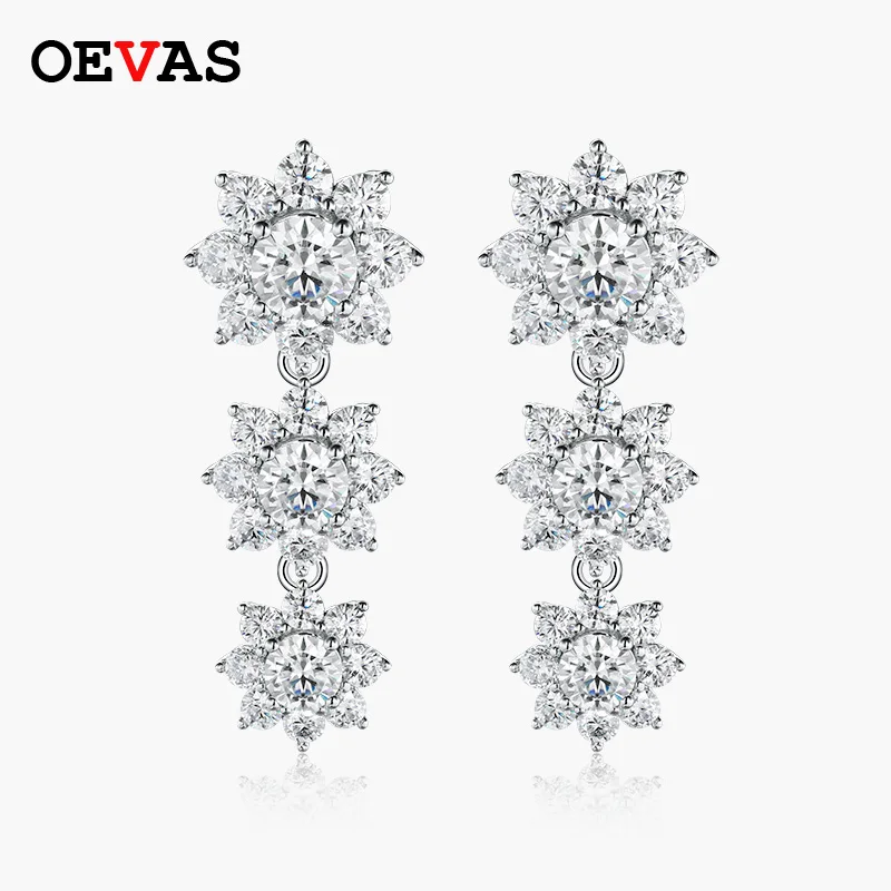 

OEVAS Real 5.88 Carat D Color Moissanite Stud Earrings For Women Top Quality 100% 925 Sterling Silver Sparkling Wedding Jewelry