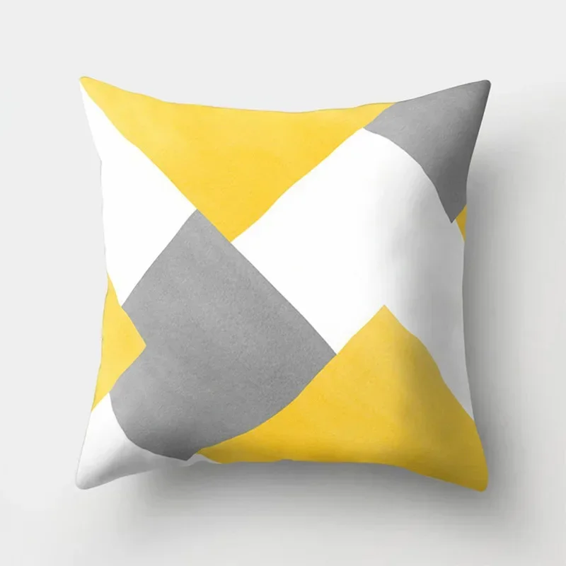 New Nordic Geometric Yellow Pillowcase Decor Cushion Sofa DIY Printed Pillow Chair Car Cushion Christmas Home Decoration