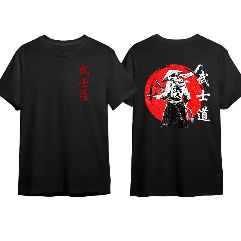 日本のサムライスピリットメンズTシャツ,バックプリントトップス,ヴィンテージグラフィック半袖Tシャツ,カジュアル原宿ストリートウェア