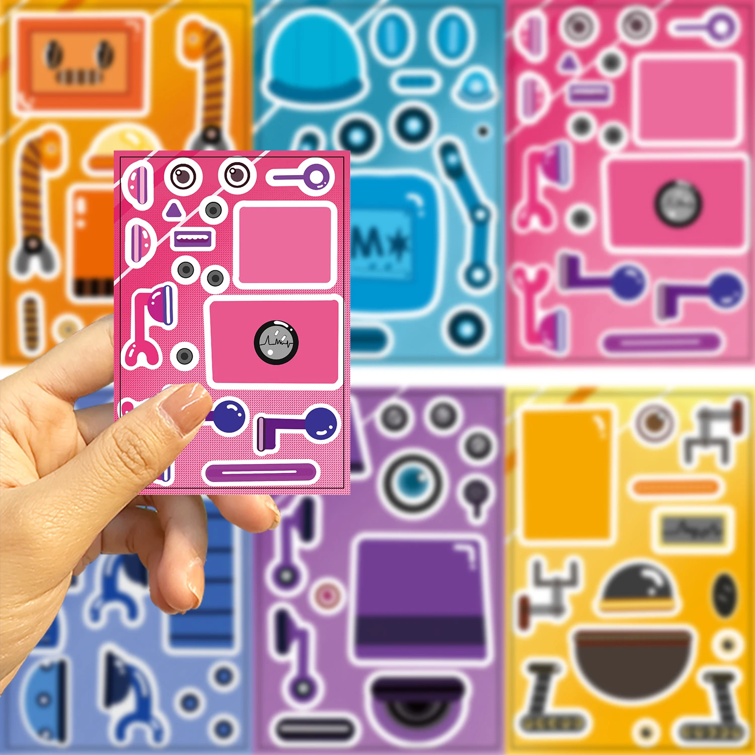 8/16/32pcs Make Your Own Robot Puzzle Sticker Make a Face DIY Creative Funny Educational Toys For Kids Reward Gift﻿