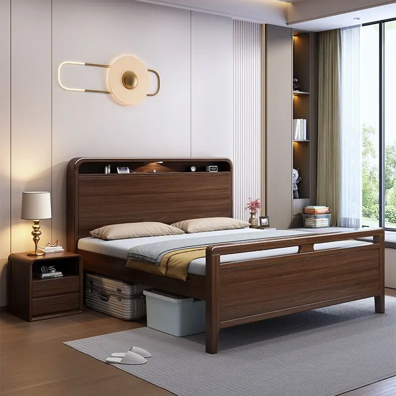 Stuff Frame Double Bed Decoration Couples Wooden King Double Bed Bedroom Luxury Letto Matrimoniale Furniture