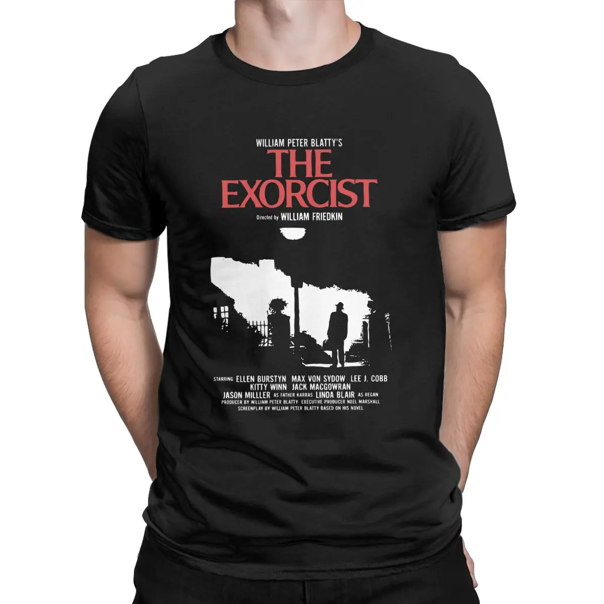 The Exorcist Movie linda blair 80s horror movies halloween scary films regan Leisure Pure Cotton T Shirt for men Summer Clothes