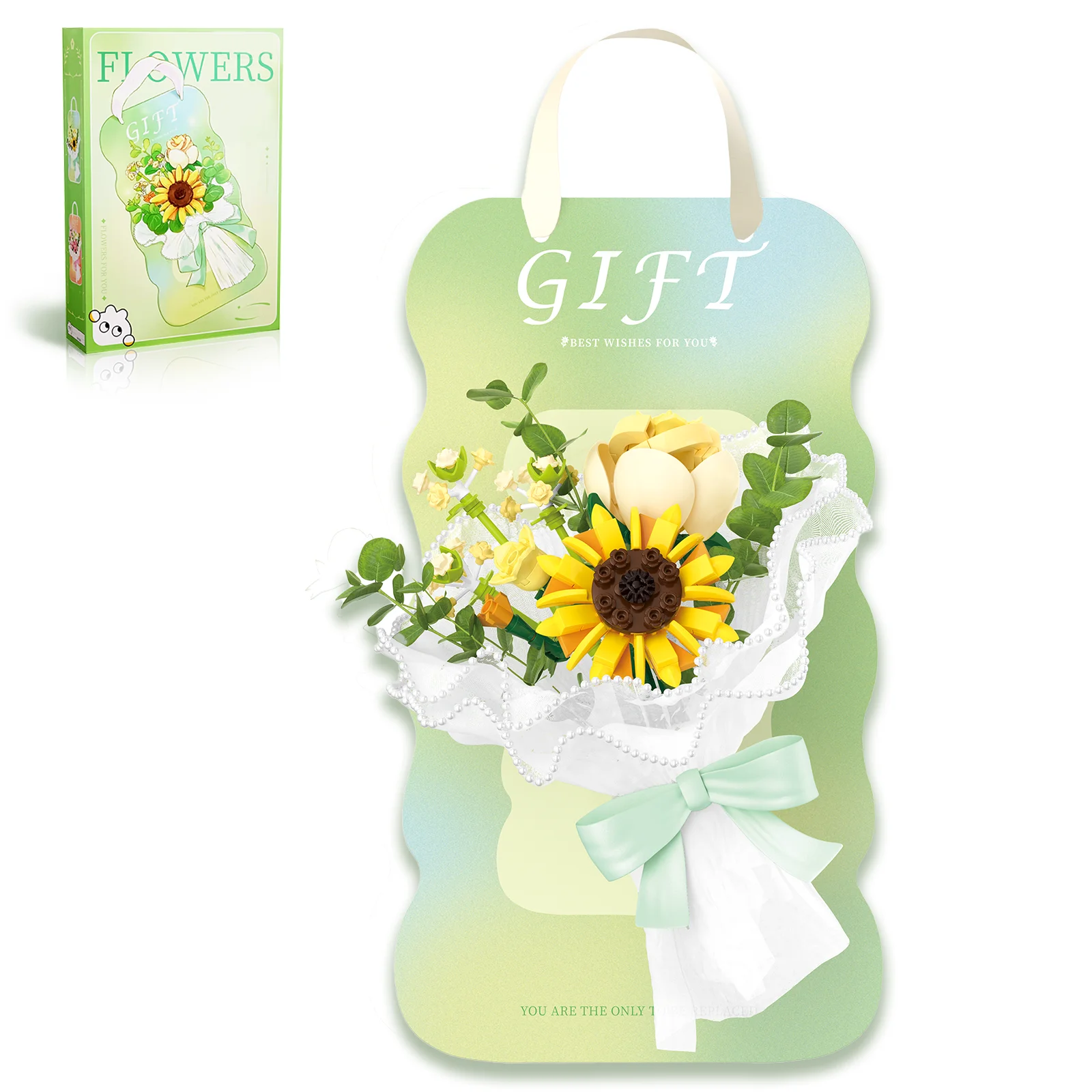 

Flower Bouquet Building Set with Greeting Card, Display, or Hang Ornament, Perfect Stocking Stuffer for Sweet Lover or Friend