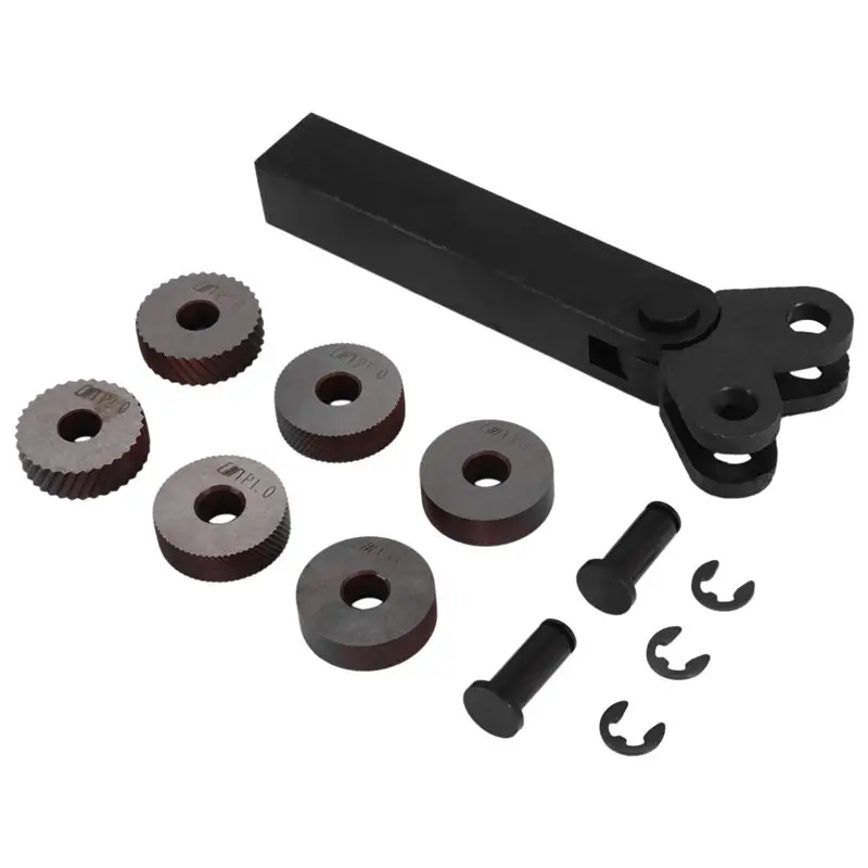 Happy New- 7 Pcs Double Wheel Knurling Tool Set 0.5Mm 1Mm 2Mm Linear Wheel Set Steel Lathe Set Wheel Knurling Tool