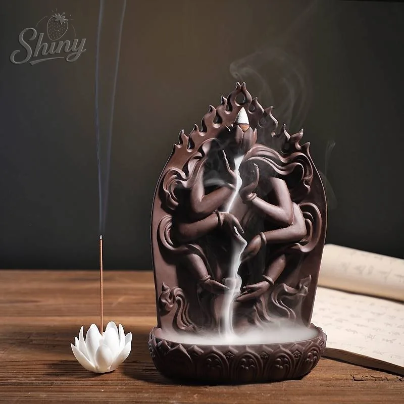 

Ceramic Pouring Incense Burner Left and Right Alabaster Buddha's Hand Incense Burner Home Accessories Living Room Ornaments