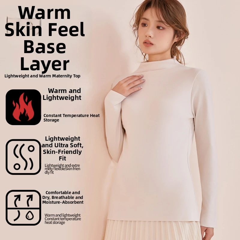 Seamless Maternity Nursing Thermal Long Sleeve Top Breathable Soft Casual Daily Wear Base Layer Stretchable Comfy