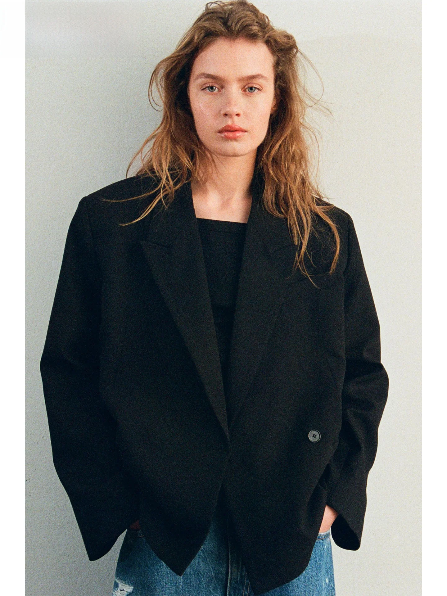 

ZAPRHA Faion oulder Pad ort двубортный длинный костюм с воротником Sve irt Jaet, повседневный костюм, осеннее новое поступление для женщин