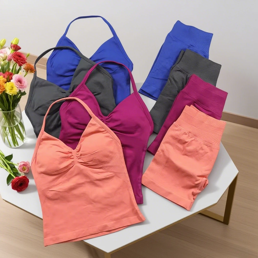 

Бесшовный фитнес-набор для подтяжки бедер, женский бюстгальтер с v-образным вырезом, леггинсы, комплект для йоги, быстросохнущий комплект для упражнений, утюг, массаж, высокие толстые узкие брюки