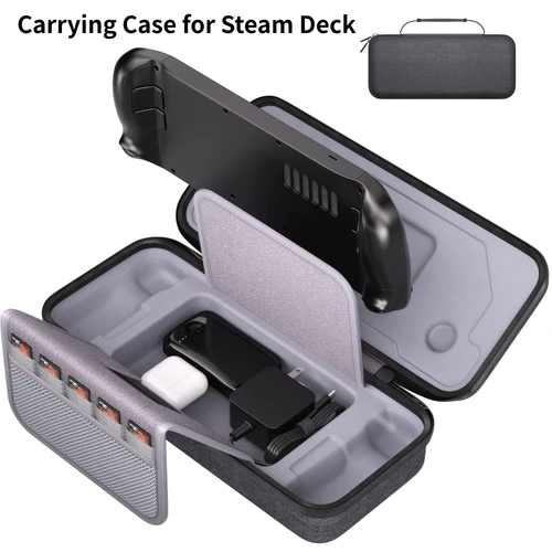 Estuche de transporte para consola de juegos Steam Deck, bolsa de almacenamiento portátil con ranuras para tarjetas intercalar para accesorios de juegos Steam Deck