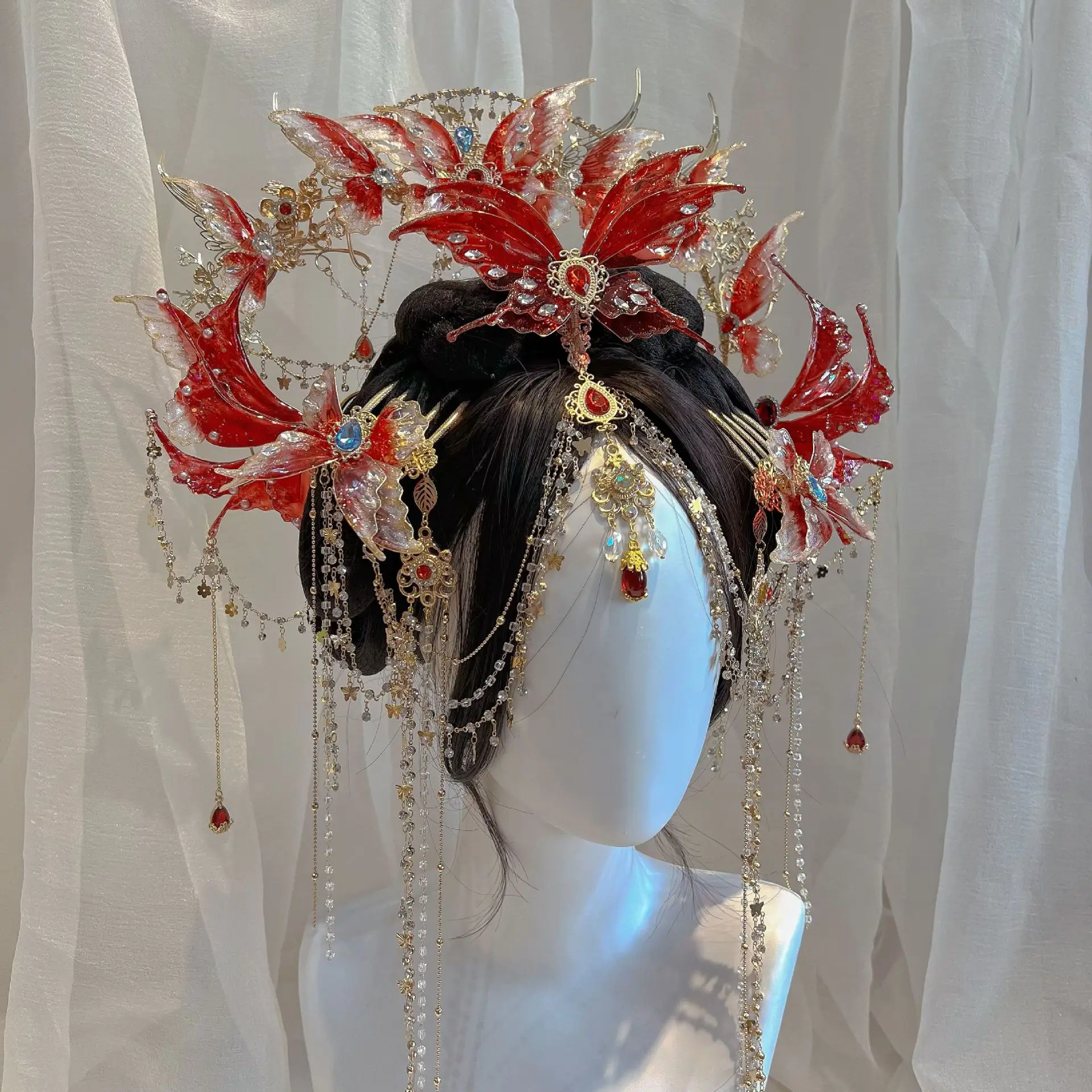 الملابس الغربية الصينية Dunhuang الجبين الغريبة الرقص شرابة التقليدية زي إكسسوارات الشعر غطاء الرأس بدلة على الطراز القديم