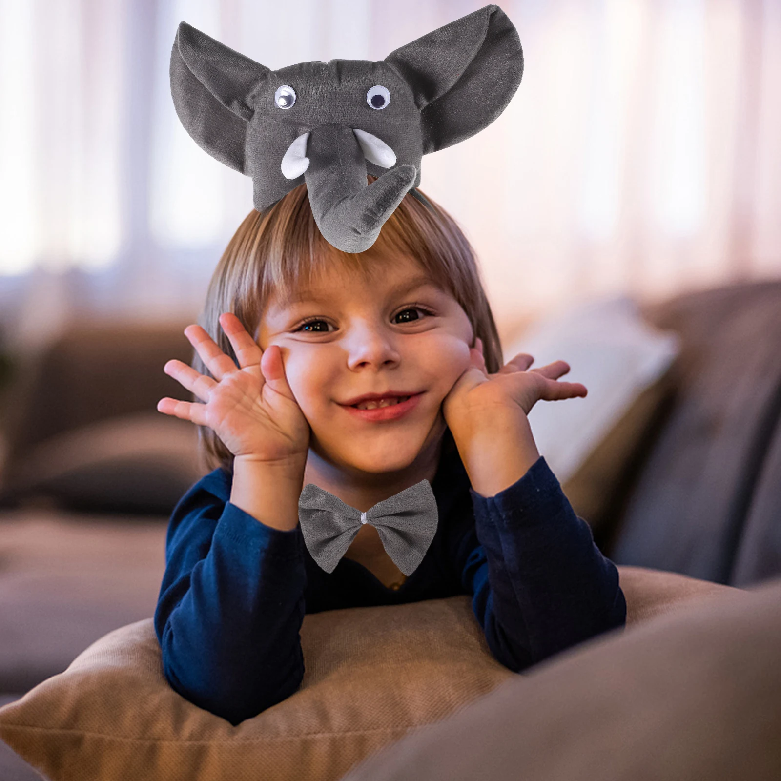 1 conjunto elefante cosplay traje kit crianças dos desenhos animados orelhas de elefante nariz prop animal fantasia bandana crianças festa cosplay acessórios