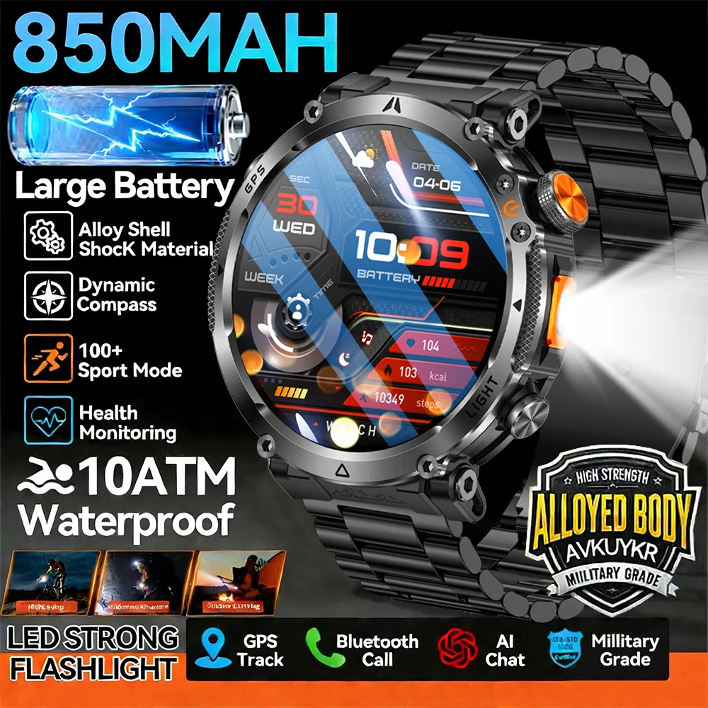 

Новые умные часы T-REX3 Ultra Military с экраном 1,7 дюйма, спортивный фитнес-трекер для мужчин, аккумулятор 850 мАч, водонепроницаемость IP69K, HD-вызовы, браслет для мужчин