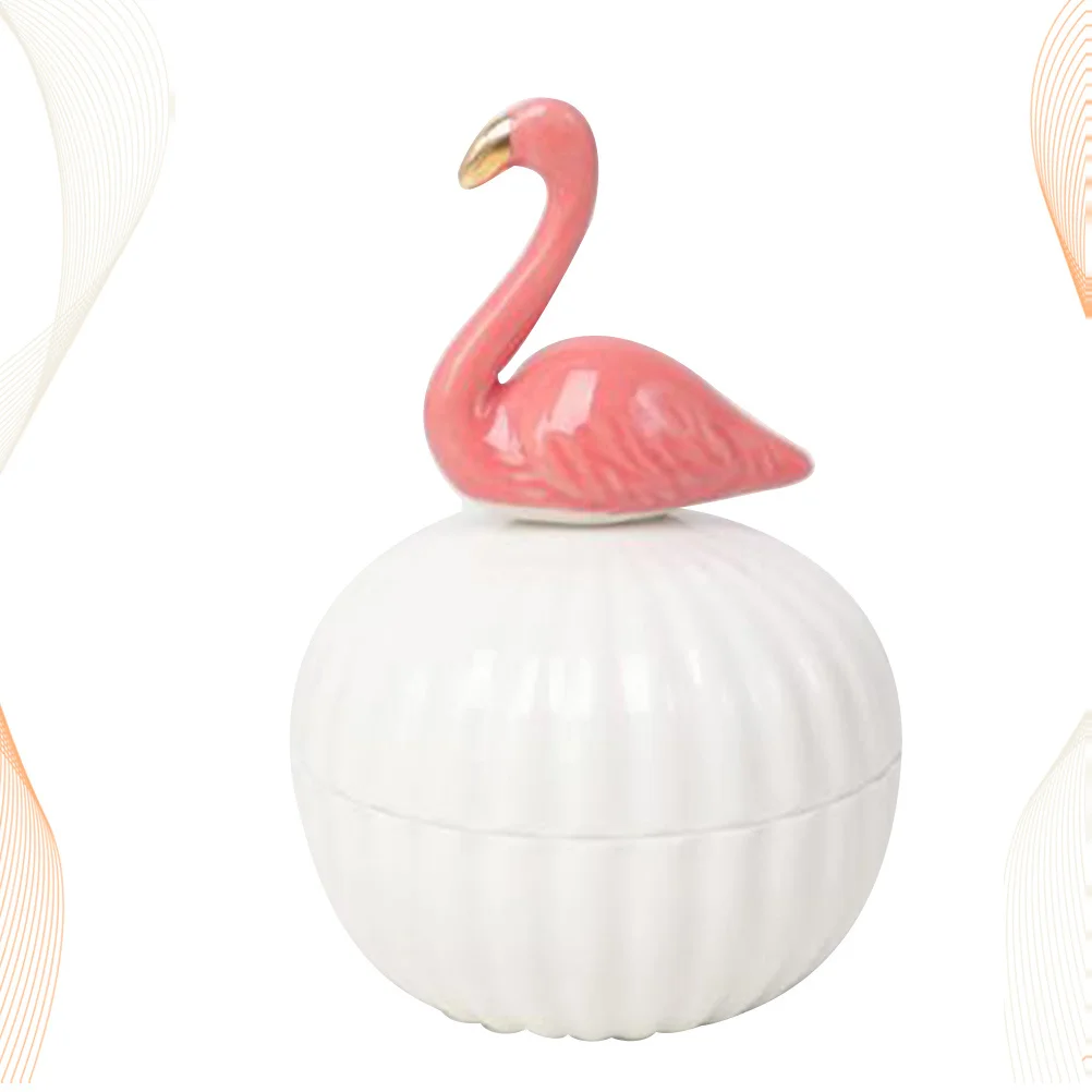

Ceramic Ring Storage Box Flamingo Jewelry Container Noble Color Delicate Jewelry Storage Jar Desktop Decoration for Wedding