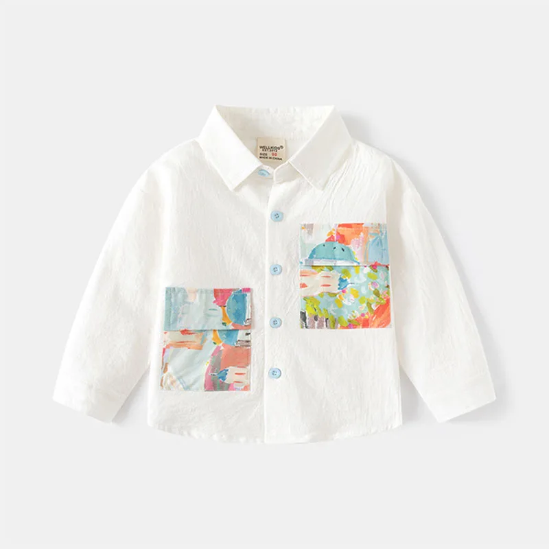 MILANCEL New Autumn Kids Shirt 2-6T Girls Cute Oil Painting Style Blouse Children Simplicity Long Sleeves Tops