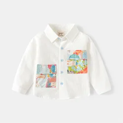 MILANCEL New Autumn Kids Shirt 2-6T Girls Cute Oil Painting Style Blouse Children Simplicity Long Sleeves Tops