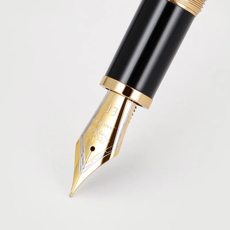 Imagem -02 - Jinhao Caneta-tinteiro Retro Barril Elegante Clipe Dourado Puno Fino para Escrever Assinatura Escritório Escola X350 A7345