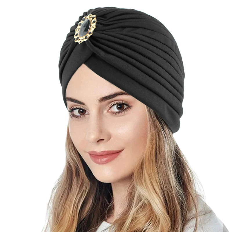 New Women Jewelry Turban Hat Party Headwear Stretch India Headscarf Sleep Night Cap Bonnet Hair Loss Chemo Caps Islamic Hat