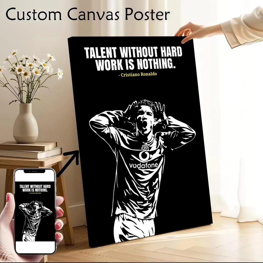 

Cristiano Ronaldo Motivational Quote Poster Customizable Printed Canvas Painting for Pictures Wall Art Room Ornaments Bedroom