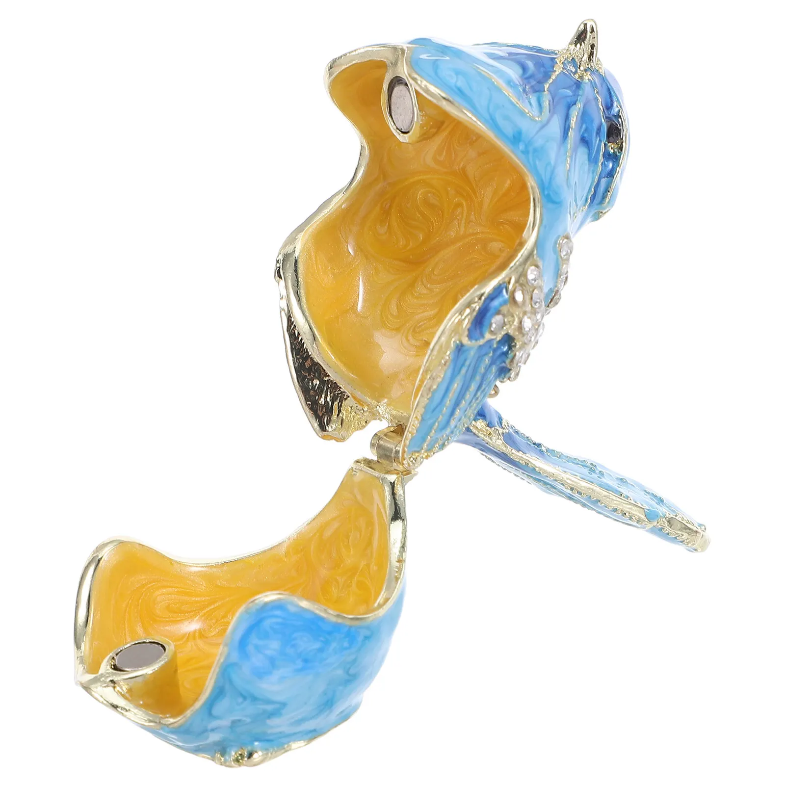 

Hinged Metal Bird Jewelry Box Enameled Rhinestone Trinket Organizer Rings Earrings Storage Case Decorative Christmas Home Decor