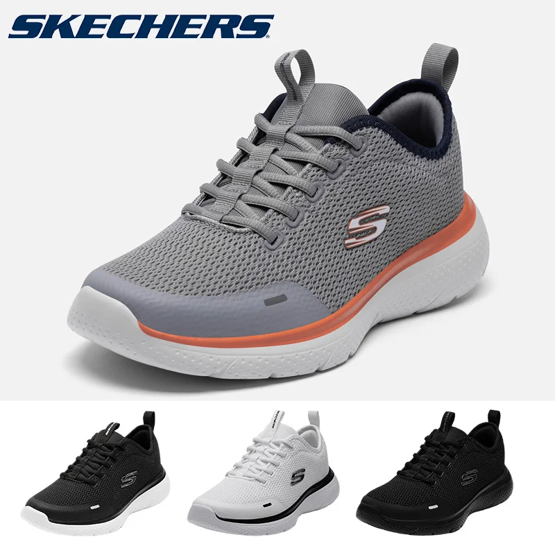 Zapatos Skechers para hombre, zapatillas deportivas para correr y trotar, nuevas zapatillas transpirables de moda para hombre, tenis negros con absorción de impacto 2025