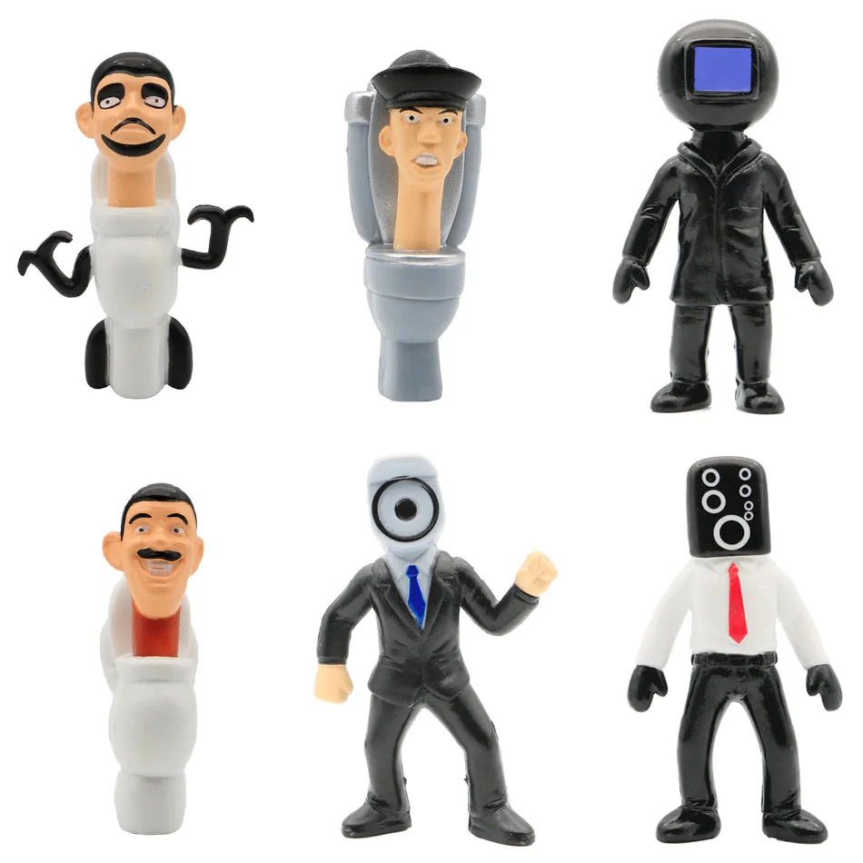 24pcs Skibidi Toilet Figure Toys Card Game Toilet Man VS Monitor Man Figure PVC Doll Model Kids Birthday Gifts