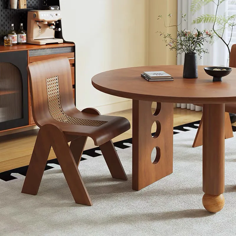 طاولة طعام مستديرة من الخشب الصلب الراقية مع قرص دوار منزلي جديد غير لامع في العصور الوسطى #3