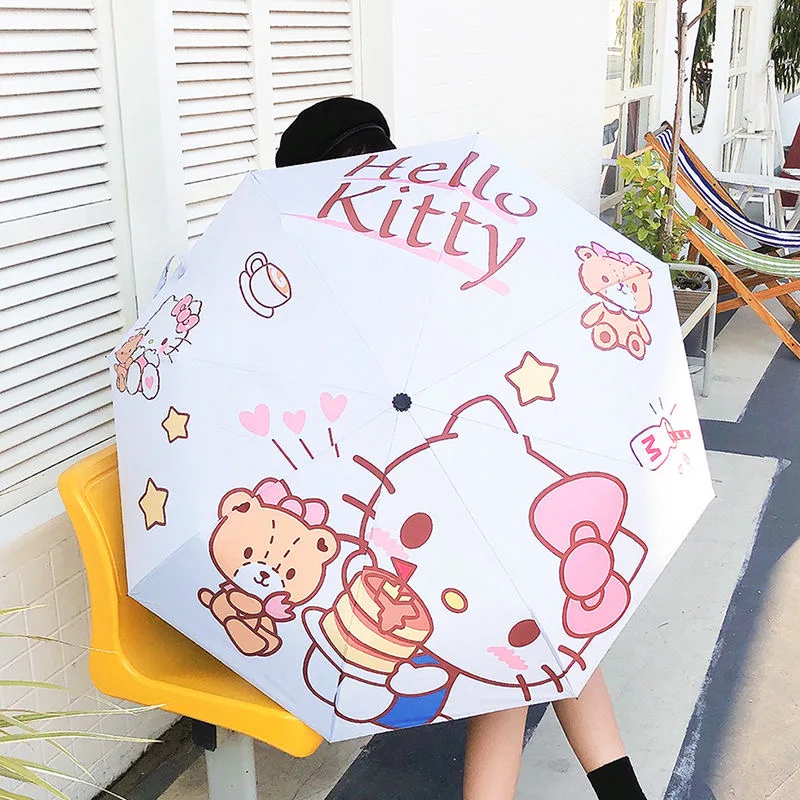 

HELLO KITTYS Sun Umbrella Sun and Uv Protection Parasol Fully Automatic Foldable Automatic Umbrella Sunny Day Sunshade Umbrella