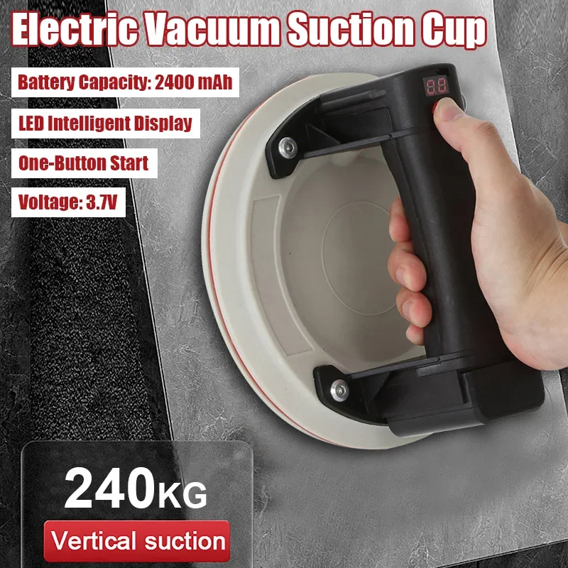

8 inch Electric Vacuum Suction Cup Heavy-Duty Suction Lifting Tools Maximum, Ceramic Tile Suction Power 240KG 2400 mAh Battery