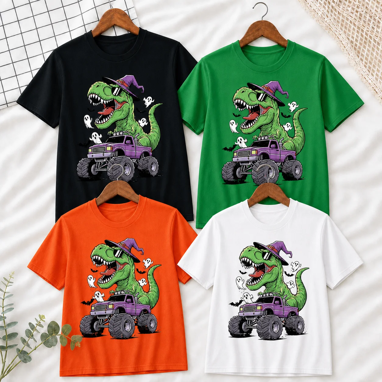 Kids Halloween Dinosaur Print T Shirt Boys Girls Fun Cartoon Animal Halloween Streetwear T-shirts Gifts