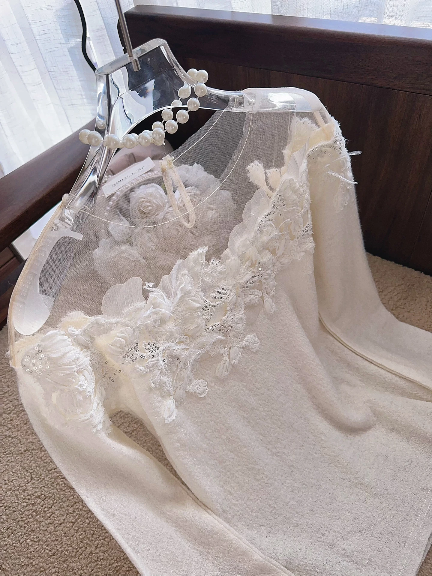 

Mingmeihui Women's Long Sve Knitted irt Sequin Flower Me Splicing Base irt Commute Sle Soft Wool Blend Winter New