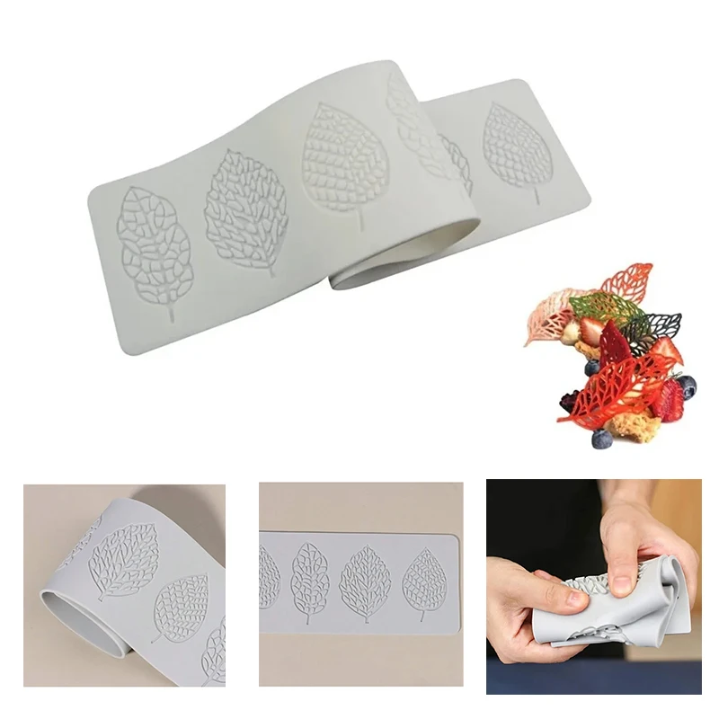 Hollow Leaf Fudge Mold Silicone Tray Impression Cake Baking Fondant Lace Cushion Leaf Decorative Dessert Tray Printing Mold