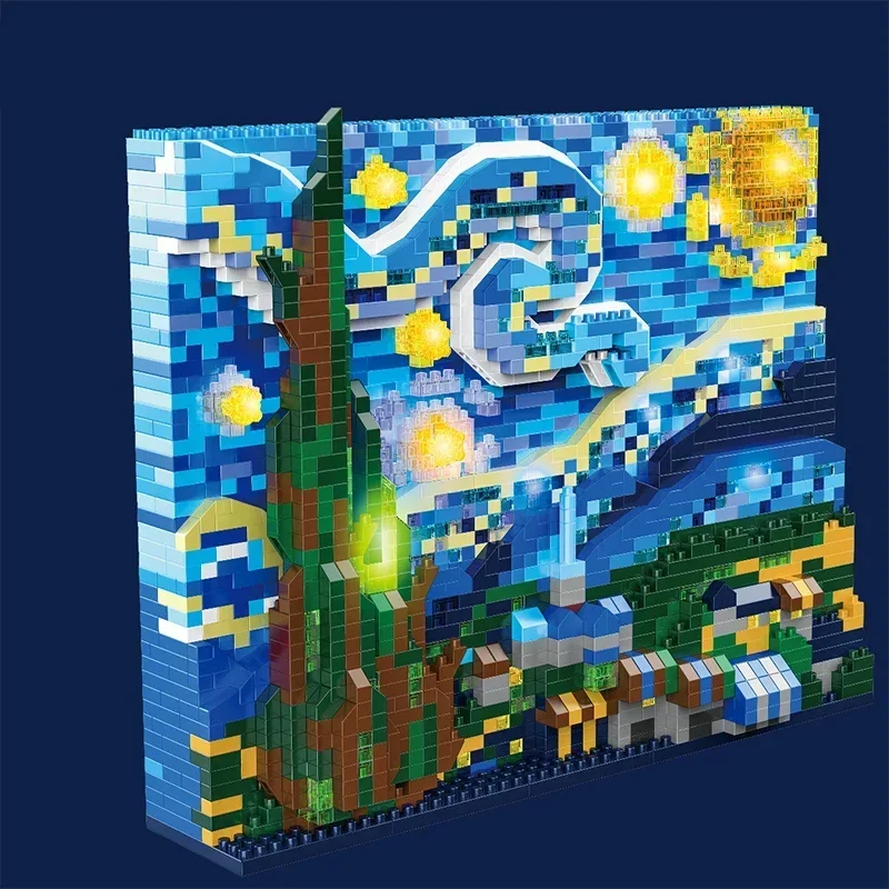 2320PCS Building Blocks Ornaments Blue Starry Night Creative Classic Adult Home Decorations DIY Bricks Christmas Gifts For Kids