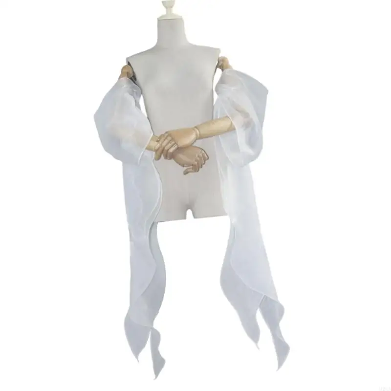 2025 New Bridal Sleeves Seethrough Sheer Detachable Arm Covers Decorative Trailing Floating Sleeves For Bride Photography Props
