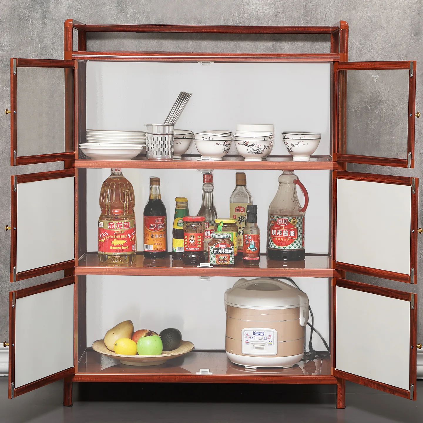 Aluminum Alloy Small Dining Side Cabinet Multifunctional Cabinet Easy Assembly Kitchen Storage Locker Shelf