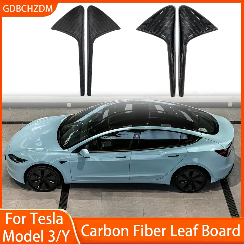 For Tesla New Model 3 Highland 2024/Model Y Side Camera Cover Lens Protector Real Carbon Fiber Bright/Matte Carbon Fiber Pattern