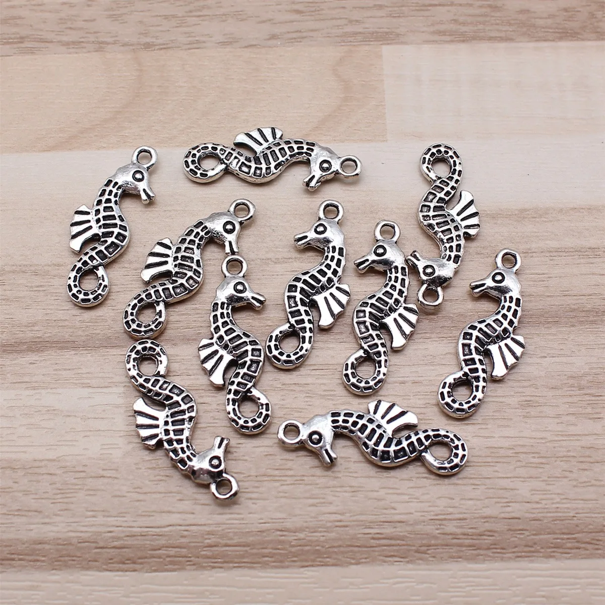 IFOCUS 10pcs/Lot Seahorse Charms For DIY Jewelry Making Zinc Alloy 26x10mm/1.02x0.39inch