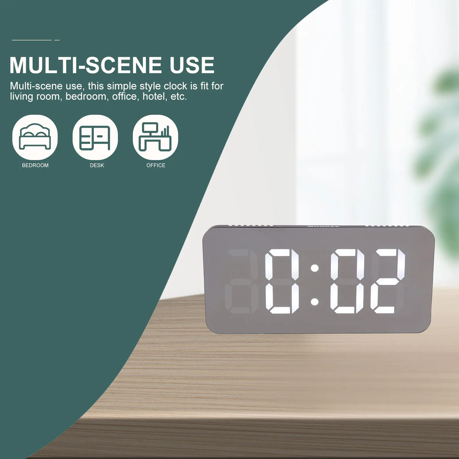 

1 set Led Mirror Alarm Digital Desktop Electronic Multifunctional Alarm For Bedroom Home Office Wall Mounted Simple Stable Base