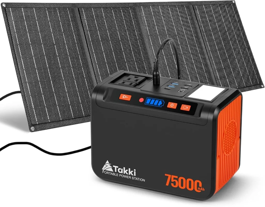 

Solar Generator 277Wh Portable Power Station with Solar Panels 40W Included 450W Peak 110V Pure Sine Wave AC Outlet DC USB Ports